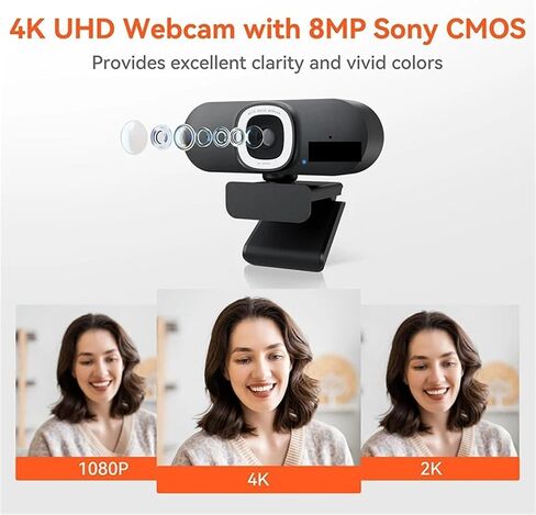 V32AFL 4K HD Webcam with Microphone Auto-Auto-Framing Web Camera with Adjustable Fill Light &Privacy Protection in Kuwait
