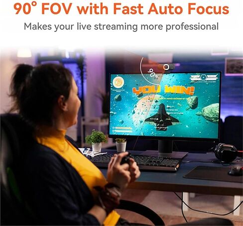 V32AFL 4K HD Webcam with Microphone Auto-Auto-Framing Web Camera with Adjustable Fill Light &Privacy Protection in Kuwait