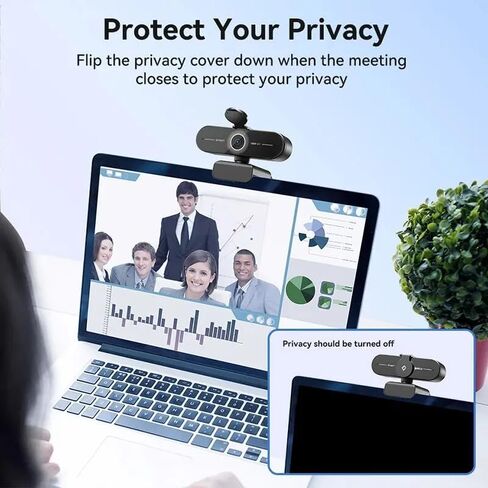 4K Webcam Streaming Web Camera 1080P 60FPS Autofocus USB Computer 73° Cam with Dual Microphone for PC/Laptop in Kuwait