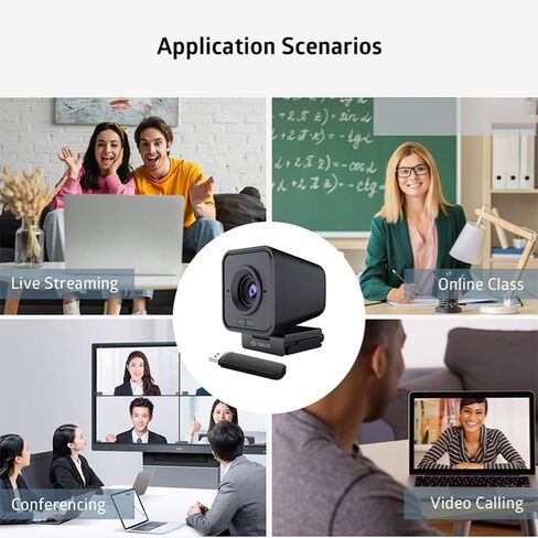 Wireless Webcam 1080P HD PC Camera, with Microphone, 2.4Ghz Web for Live Streaming Video Conferencing in Kuwait