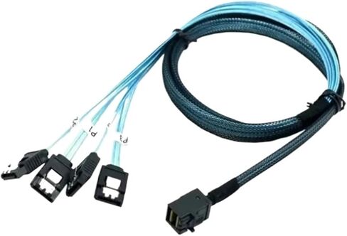 for Mini SAS SFF-8643 to 4 SATA 7pin Hard Disk 6Gbps Data Server Raid Cable 0.5M(1 pcs 8643 Cable) in Kuwait