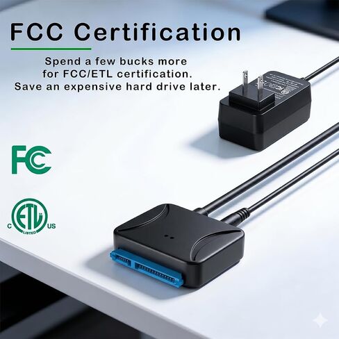 كابل محول SATA إلى USB 3.0 عالي السرعة، قارئ محول القرص الصلب لـ 2.5 بوصة 3.5 بوصة SSD وHDD حتى 12 تيرابايت، كابل Sata 2in1 Type-C/Type-A مع طاقة متوافقة مع Samsung Seagate WD in Kuwait