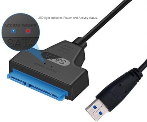 كابل محول SATA إلى USB 3.0 عالي السرعة، قارئ محول القرص الصلب لـ 2.5 بوصة 3.5 بوصة SSD وHDD حتى 12 تيرابايت، كابل Sata 2in1 Type-C/Type-A مع طاقة متوافقة مع Samsung Seagate WD in Kuwait