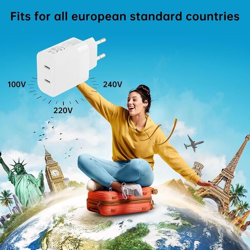 European Fast Charger Europe Travel Adapter Dual USB Type C Block EU Euro in Saudi Arabia