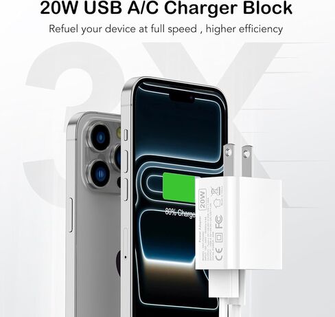 [عبوة من قطعتين] شاحن iPhone سريع الشحن بقدرة 20 وات، كتلة شاحن USB C in Kuwait