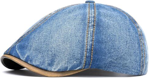 meioro Mens Denim Newsboy Hat 6 Panel Cotton Adjustable Flat Cap in Saudi Arabia