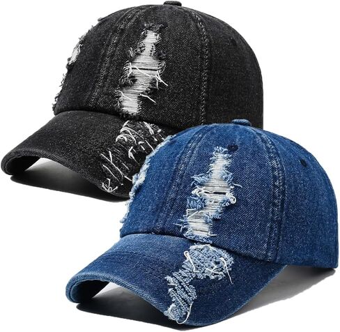 Washed Distressed Cotton Denim Baseball Cap Dad Golf Hat for Men Women in Saudi Arabia