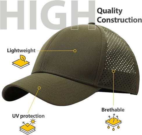 LiuSuper XXL Oversized Quick Dry Baseball Cap for Men & Women Big Heads, Adjustable Unisex Sports Performance Sun Hat One Size for Golf, Running, Workout Olive Green in Saudi Arabia