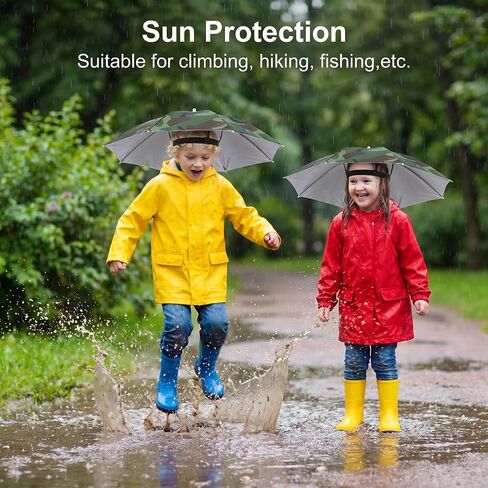8 Pack Umbrella Hats, 27" Hands Free Head Umbrella with Elastic Band, Folding UV Protection Sports Waterproof Sun Rain Cap for Fishing, Beach Hiking, Camping, Gardening, Multicolor in Saudi Arabia