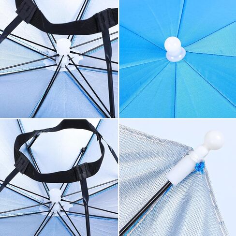 8 Pack Umbrella Hats, 27" Hands Free Head Umbrella with Elastic Band, Folding UV Protection Sports Waterproof Sun Rain Cap for Fishing, Beach Hiking, Camping, Gardening, Multicolor in Saudi Arabia
