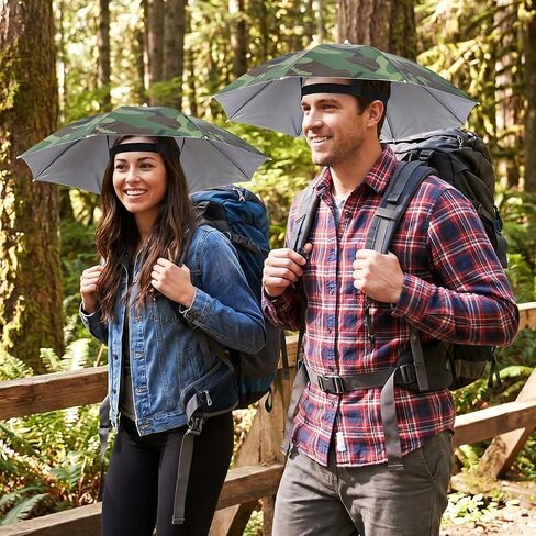 8 Pack Umbrella Hats, 27" Hands Free Head Umbrella with Elastic Band, Folding UV Protection Sports Waterproof Sun Rain Cap for Fishing, Beach Hiking, Camping, Gardening, Multicolor in Saudi Arabia