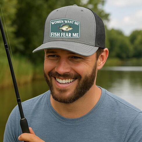 Women Want Me Fish Fear Me - Funny Crappie Fishing Hats for Men - Fishing Stocking Stuffer Gifts for Men Teen Boys Dad Him Grandpa Uncle Birthday Retirement in Saudi Arabia