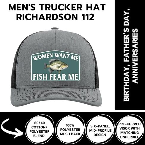 Women Want Me Fish Fear Me - Funny Crappie Fishing Hats for Men - Fishing Stocking Stuffer Gifts for Men Teen Boys Dad Him Grandpa Uncle Birthday Retirement in Saudi Arabia