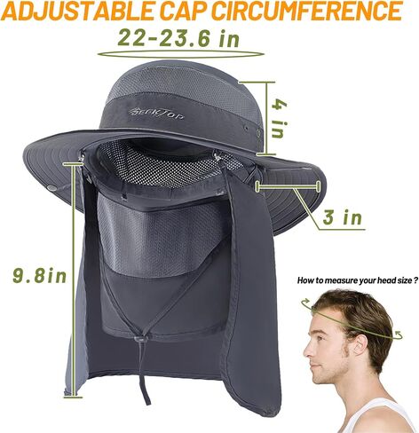 Fishing Hat for Men & Women, Outdoor UV Sun Protection Wide Brim Safari Hat with Face Cover & Neck Flap for Hiking Hats in Saudi Arabia