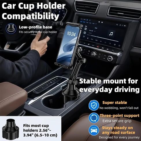 Cup Holder Tablet Mount for Alfa Romeo Stelvio 2017-2022 2023,Tablet Holder for Car,for iPad Stand Cup Holder Car Mount,Adjustable Height,for 4.7-14‘’ Tablet,All Smartphones in Saudi Arabia