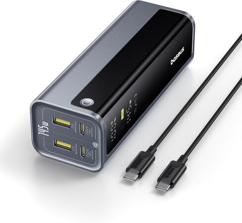 باور بانك للكمبيوتر المحمول Baseus، شاحن محمول 20800 مللي أمبير 145 وات USB C مع 4 منافذ، شاشة رقمية، باور بانك للسفر شحن سريع لأجهزة MacBook، iPhone 17/16 Series، iPad، Samsung، Dell (معتمد من الطيران) in Kuwait