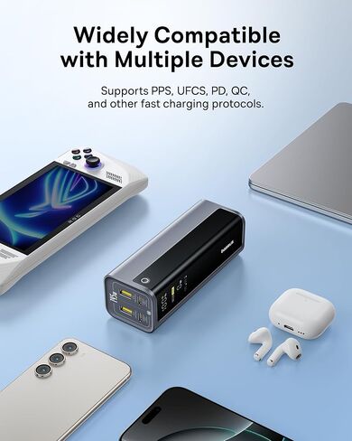 باور بانك للكمبيوتر المحمول Baseus، شاحن محمول 20800 مللي أمبير 145 وات USB C مع 4 منافذ، شاشة رقمية، باور بانك للسفر شحن سريع لأجهزة MacBook، iPhone 17/16 Series، iPad، Samsung، Dell (معتمد من الطيران) in Kuwait