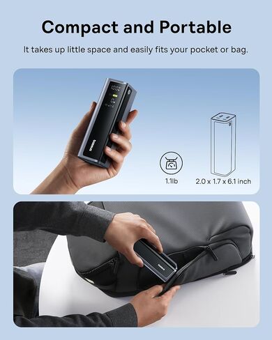باور بانك للكمبيوتر المحمول Baseus، شاحن محمول 20800 مللي أمبير 145 وات USB C مع 4 منافذ، شاشة رقمية، باور بانك للسفر شحن سريع لأجهزة MacBook، iPhone 17/16 Series، iPad، Samsung، Dell (معتمد من الطيران) in Kuwait