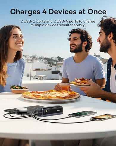 باور بانك للكمبيوتر المحمول Baseus، شاحن محمول 20800 مللي أمبير 145 وات USB C مع 4 منافذ، شاشة رقمية، باور بانك للسفر شحن سريع لأجهزة MacBook، iPhone 17/16 Series، iPad، Samsung، Dell (معتمد من الطيران) in Kuwait