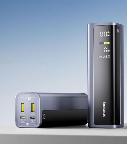 باور بانك للكمبيوتر المحمول Baseus، شاحن محمول 20800 مللي أمبير 145 وات USB C مع 4 منافذ، شاشة رقمية، باور بانك للسفر شحن سريع لأجهزة MacBook، iPhone 17/16 Series، iPad، Samsung، Dell (معتمد من الطيران) in Kuwait