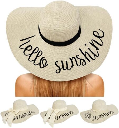 Floppy Beach Sun Hats for Women, Wide Brim Summer Straw Hat White in Saudi Arabia