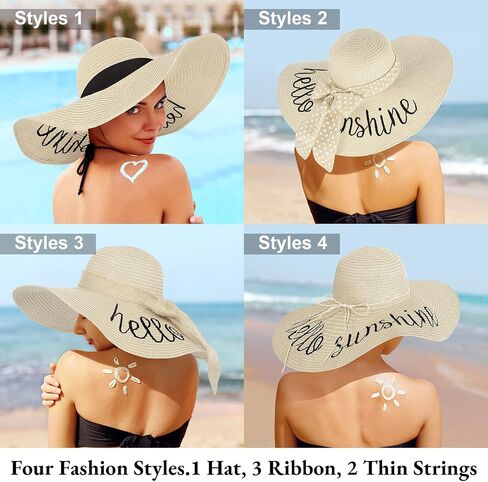Floppy Beach Sun Hats for Women, Wide Brim Summer Straw Hat White in Saudi Arabia