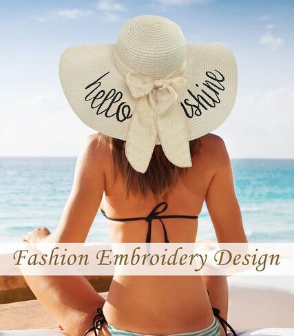 Floppy Beach Sun Hats for Women, Wide Brim Summer Straw Hat White in Saudi Arabia