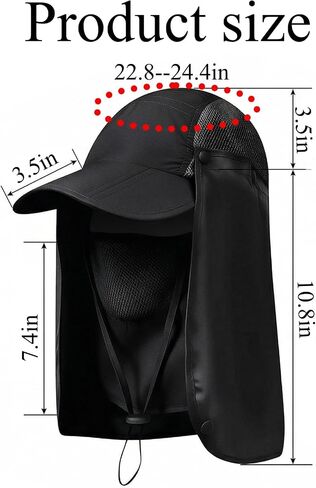3 Pack Sun Hats for Men with Breathable Mesh, Sun Protection Fishing Hat with Neck Flap Face Cover Hiking Cycling in Saudi Arabia