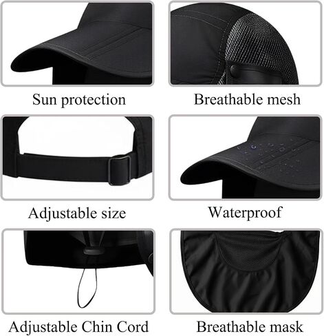 3 Pack Sun Hats for Men with Breathable Mesh, Sun Protection Fishing Hat with Neck Flap Face Cover Hiking Cycling in Saudi Arabia