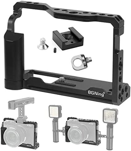 Aluminum Camera Cage Compatible with Fujifilm X-E4 Form-Fitting Border Frame w/Cold Shoe Arri Mount Handgrip Wristband Light Monitor Holder (Combo E) in Saudi Arabia
