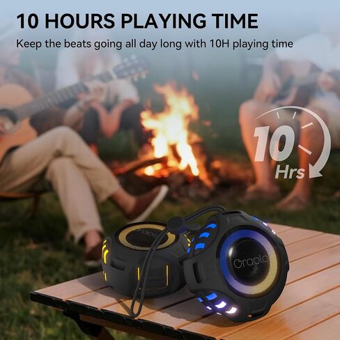Oraolo Waterproof Shower Bluetooth Speaker, 15W Immersive Audio, 30H Playtime, Bluetooth 6.0, Support TWS, IPX7 Small Mini Speakers with LED Light, Ideal for Shower, Pool, Beach & Kayaking in Saudi Arabia