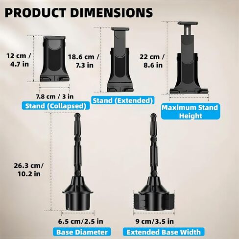 Cup Holder Tablet Mount for Audi A4 B8 Touring Avant Allroad 2009-2016,Tablet Holder for Car,for iPad Stand Cup Holder Car Mount,Adjustable Height,for 4.7-14‘’ Tablet,All Smartphones in Kuwait