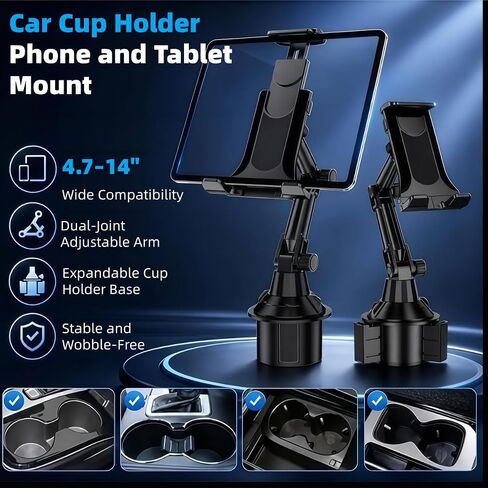 Cup Holder Tablet Mount for Lexus GX470 2002-2019,Tablet Holder for Car,for iPad Stand Cup Holder Car Mount,Adjustable Height,for 4.7-14‘’ Tablet,All Smartphones in Kuwait