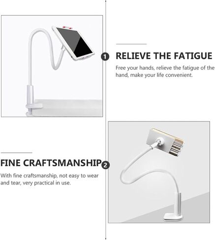 Happyyami Gooseneck Phone Tablet Stand Adjustable PVC Desk Holder White in Kuwait