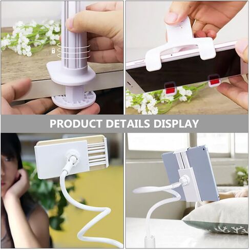 Happyyami Gooseneck Phone Tablet Stand Adjustable PVC Desk Holder White in Kuwait