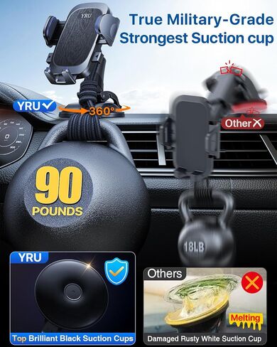 YRU 90+LBS Military-Grade Anti-Shake 2026 Upgraded Car Phone Holder Mount in Kuwait