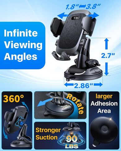 YRU 90+LBS Military-Grade Anti-Shake 2026 Upgraded Car Phone Holder Mount in Kuwait