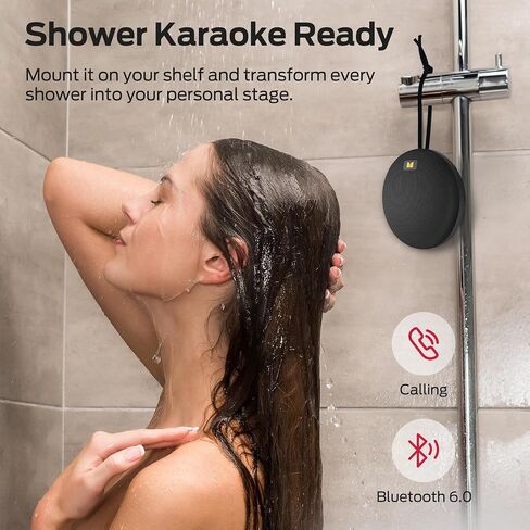 Monster Ripple Shower Bluetooth Speakers, IPX8 Waterproof Shower Speaker, Bluetooth 6.0 with Wireless Stereo Pairing and Hands-Free Calling, Portable Outdoor Speakers, Black in Kuwait