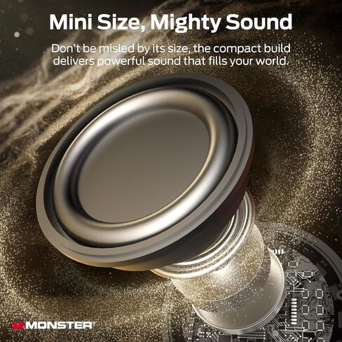 Monster Ripple Shower Bluetooth Speakers, IPX8 Waterproof Shower Speaker, Bluetooth 6.0 with Wireless Stereo Pairing and Hands-Free Calling, Portable Outdoor Speakers, Black in Kuwait
