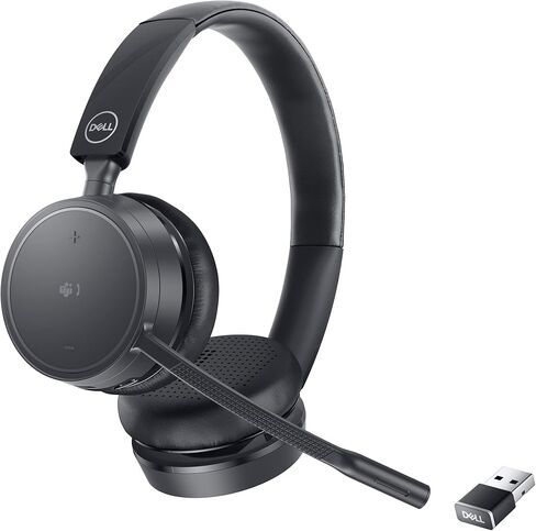 Dell Pro Wireless Headset - WL5022, Control Panel on Headset Includes Call Control, Adjustable Leatherette Headband, Leatherette Earpads, USB Dongle, Adjustable Boom Mic - Black in Kuwait