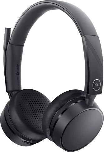 Dell Pro Wireless Headset - WL5022, Control Panel on Headset Includes Call Control, Adjustable Leatherette Headband, Leatherette Earpads, USB Dongle, Adjustable Boom Mic - Black in Kuwait