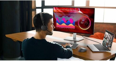 Dell Pro Wireless Headset - WL5022, Control Panel on Headset Includes Call Control, Adjustable Leatherette Headband, Leatherette Earpads, USB Dongle, Adjustable Boom Mic - Black in Kuwait