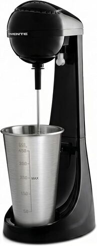 Ovente Classic Milkshake Maker Machine 2 Speed with 15.2 Oz Stainless Steel Mixing Cup, Compact & Easy Clean Drink Mixer Blender for Malted Milk, Soft Ice Cream, and Protein Shakes, Black MS2070B in Kuwait