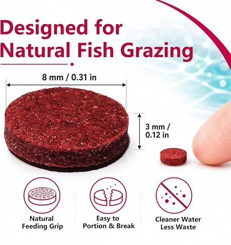Bloodworm Fish Food Tablets, 175 Tabs (3 oz), Stick-On Tablets for Betta, Guppy, Goldfish & Tropical Aquarium Fish, High Protein Fish Food, No Dyes or Preservatives in Saudi Arabia