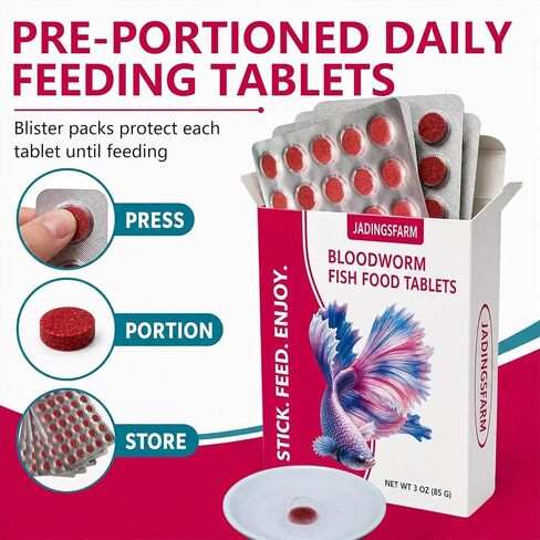 Bloodworm Fish Food Tablets, 175 Tabs (3 oz), Stick-On Tablets for Betta, Guppy, Goldfish & Tropical Aquarium Fish, High Protein Fish Food, No Dyes or Preservatives in Saudi Arabia