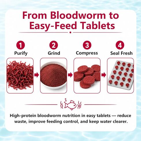 Bloodworm Fish Food Tablets, 175 Tabs (3 oz), Stick-On Tablets for Betta, Guppy, Goldfish & Tropical Aquarium Fish, High Protein Fish Food, No Dyes or Preservatives in Saudi Arabia