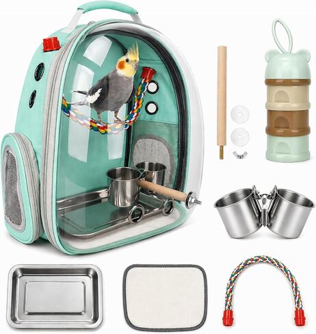 Rypet Bird Backpack Carrier, Bird Travel Cage for Parrots with Tray (Green) in Saudi Arabia
