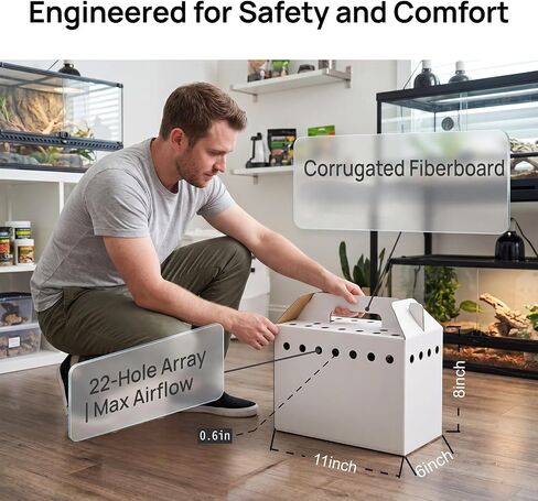 15 Pack Cardboard Pet Carrier Box for Small Pets, 11 x 8 x 6 Inch Disposable Corrugated Small Animals Travel Box with Ventilation & Handle for Chickens, Chicks, Birds, Hamsters & Reptiles in Saudi Arabia