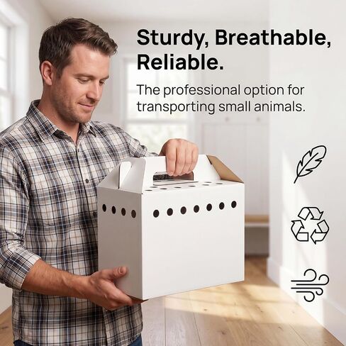 15 Pack Cardboard Pet Carrier Box for Small Pets, 11 x 8 x 6 Inch Disposable Corrugated Small Animals Travel Box with Ventilation & Handle for Chickens, Chicks, Birds, Hamsters & Reptiles in Saudi Arabia