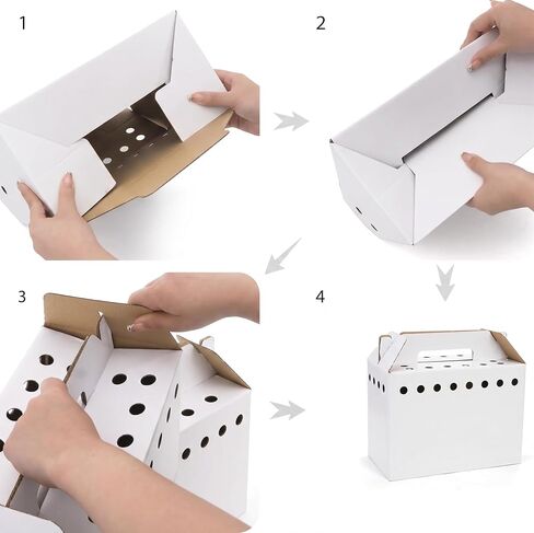 15 Pack Cardboard Pet Carrier Box for Small Pets, 11 x 8 x 6 Inch Disposable Corrugated Small Animals Travel Box with Ventilation & Handle for Chickens, Chicks, Birds, Hamsters & Reptiles in Saudi Arabia